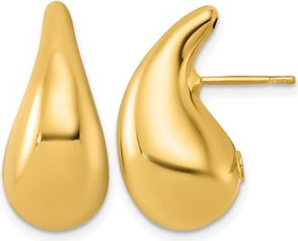 Diamond2Deal 18K Yellow Gold Polished Puffed Teardrop Stud Earrings