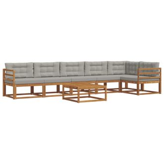 vidaXL Conjunto De Sof&aacute;s De Exterior 7 Pcs Gris Natural Y Claro Vidaxl