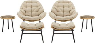 Manhattan Comfort Benson Modern 6Pc Patio Rocking Chair Set