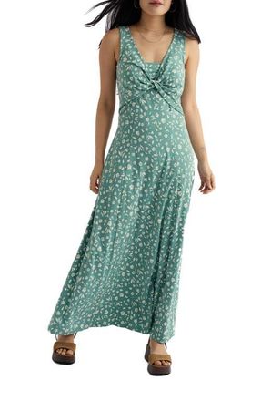 Seasalt Cornwall May Apple Floral Stretch Cotton Maxi Dress in Sea Spray Floral Sardine at Nordstrom, Size 10 Us