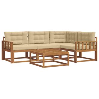 vidaXL Conjunto De Sof&aacute;s De Exterior Con Coj&iacute;n 5 Pcs Natural Y Beige Vidaxl