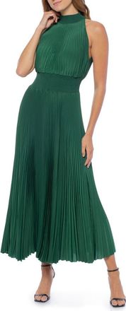 Marina Rossini Pleated Midi Dress in Hunter at Nordstrom Rack, Size 10