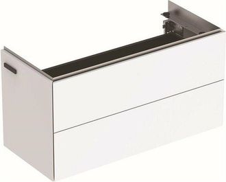 Keramag Mueble Bajo Lavabo Geberit One, Con Dos Cajones, Compacto: Ancho 89,5cm, Alto 46,5cm, Fondo 39,5cm, Blanco / Lacado Brillante
