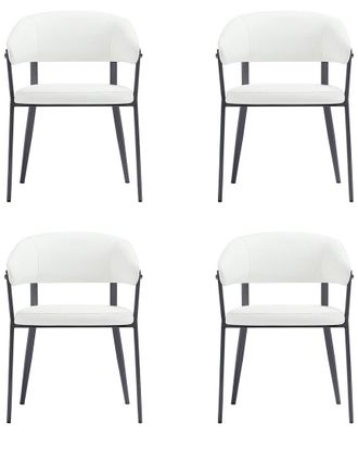Manhattan Comfort Set Of 4 Belle Textured Leatherette Dining Chairs With Metal Legs
