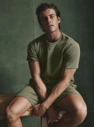 BOSS Mens Embroidered logo waffle T-shirt