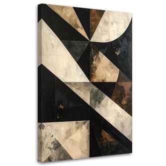 Feeby Cuadro En Lienzo, Abstracci&oacute;n Moderna Dorado Negro, 80x120