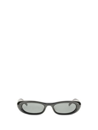 Saint Laurent Womens Oval Tortoiseshell Sunglasses Black Acetate