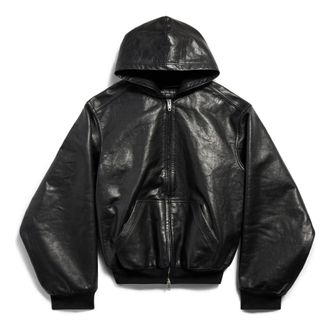 Balenciaga (WMNS) Balenciaga Lined Zip-up Hoodie Large Fit Black 790311TQS141000