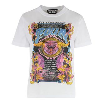Versace Jeans Couture T-Shirts, female, White, Size: XS Cotton Crew-neck T-shirt
