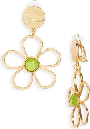 Karine Sultan Bloom Drop Clip-On Earrings in Gold/green at Nordstrom