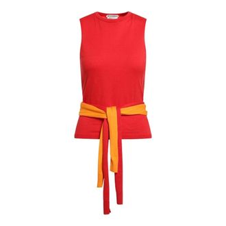 J.W.Anderson Sleeveless Tops, female, Red, Size: M Waist Tie Tank Top