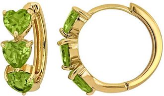 Rina Limor Gold Over Silver 3.00 Ct. Tw. Peridot Heart Hoop Earrings