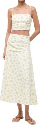 Staud Lorenzo Sleeveless Cropped Top In Meringue Ditsy