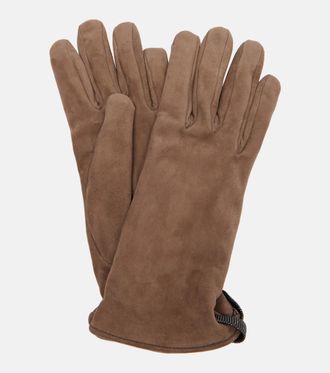 Brunello Cucinelli Monili suede gloves