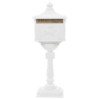 Berkfield Home Pedestal Letterbox Aluminium Vintage Style Rustproof White