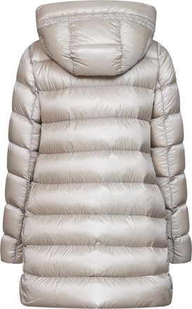 Moncler Womens Midi Hooded Down Jacket Suyenne Beige Polyamide Puffer
