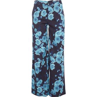 Lords of Harlech Phillis Wide Leg Tailored Pant in Serious Floral Navy at Nordstrom, Size 10