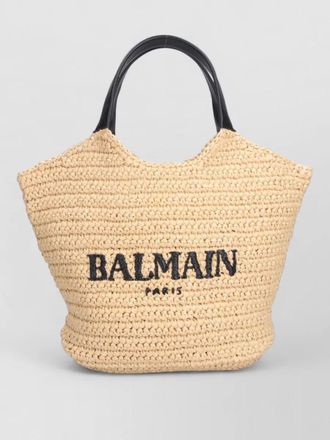 Balmain beach bag shopper dual handles woven texture