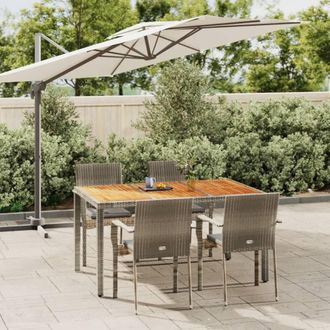 vidaXL Vidaxl - Set Comedor De Jard&iacute;n 5 Piezas Con Cojines Rat&aacute;n Sint&eacute;tico Gris