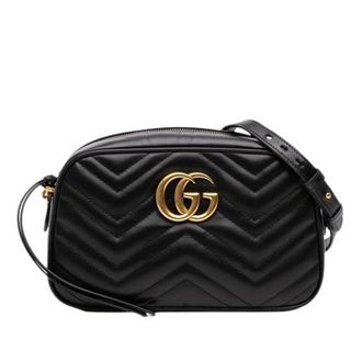 Gucci Pre-owned Vintage Quilted Crossbody Bag - Dames - Pre-owned - Zwart - Maat: ONE Size Leer