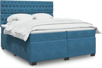 vidaXL Cama Box Spring Con Colch&oacute;n Terciopelo Azul 200x200 Cm Vidaxl