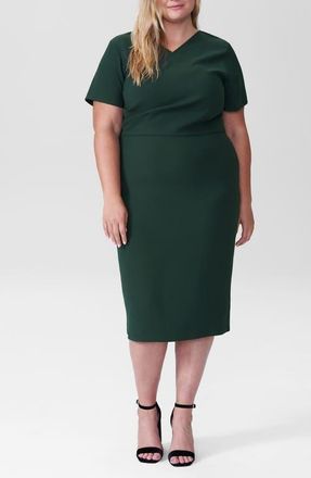 Universal Standard Mary Double Luxe Midi Dress in Forest Green at Nordstrom, Size Xxx-Large