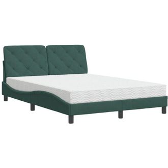 vidaXL Vidaxl - Cama Con Colch&oacute;n Terciopelo Verde Oscuro 140x190 Cm