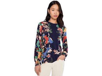 Johnny Was The Janie Favorite Puff Sleeve Mock Neck - Vista Pa Womens Clothing Blue : 2XL, Spandex/Rayon