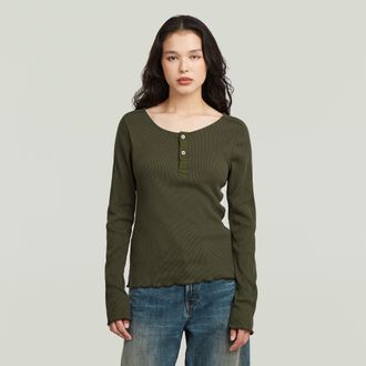 G-Star Slim Henley Longsleeve T-Shirt - Grijs - Dames