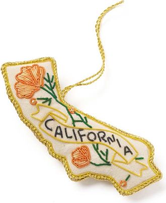 Matr Boomie California Poppy Beaded Fabric Ornament in Natural at Nordstrom