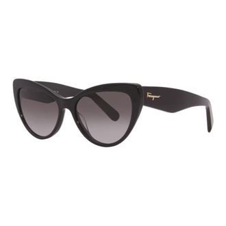 Ferragamo Sunglasses Cat Eye Full Rim, Black Frame And Grey Gradient Lens Sf930S001