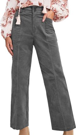 Generic Women Corduroy Trousers Elastic Waisted Long Pants Casual Loose Straight Leg Trousers Lightweight Comfort Lounge Pants with Pockets Relaxed Fit Casual