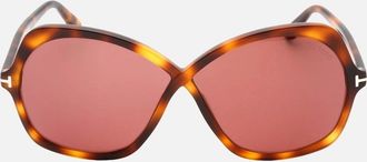 Tom Ford Womens Tom Ford Dark Havana Frame Violet Lens Sunglasses - Size: ONE size