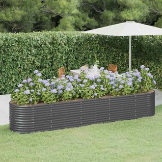 vidaXL Vidaxl - Jardinera Arriate Acero Galvanizado Antracita 368x80x68 Cm