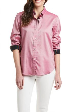 Castaway Nantucket Button Down Long Sleeve Shirt In Red Oxford Black Stewart Trim