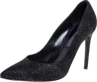 Ralph Lauren Collection Ralph Lauren Black Glitter Pointed Toe Pumps