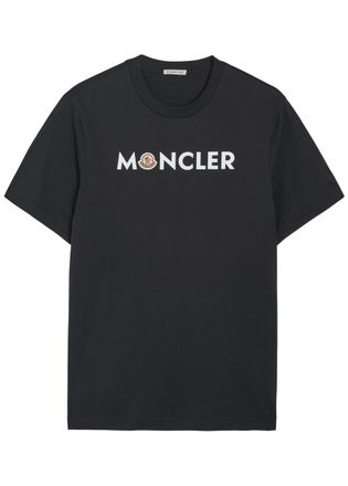 Moncler Logo-print and Appliqu&eacute;d Cotton T-shirt - Navy - Xxl