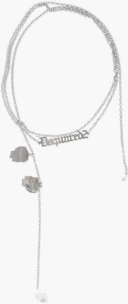 Dsquared2 Silver-Tone Metal Wrap Necklace with Lettering Logo size Unica