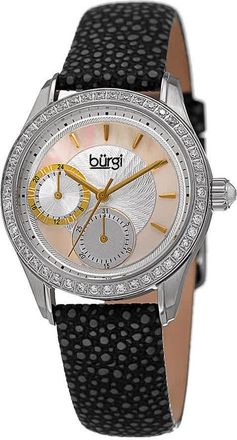 Bürgi Mother Of Pearl Dial Ladies Black Polka Dot Leather Watch BUR160BK