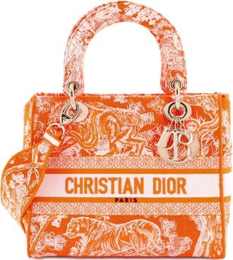 Dior Toile de Jouy Lady D-Lite Bag Embroidered Canvas tote bag - Orange