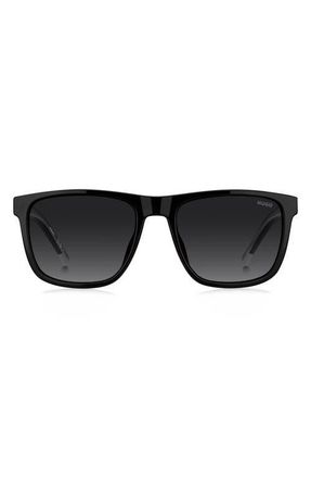 HUGO BOSS 56mm Gradient Rectangular Sunglasses in Black/Dark Grey Sf at Nordstrom