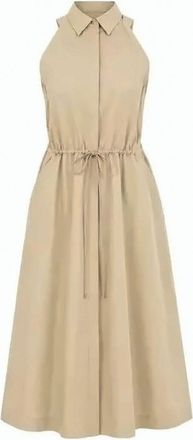 BOSS Pointed Collar Midi Dress with Drawstring Waist