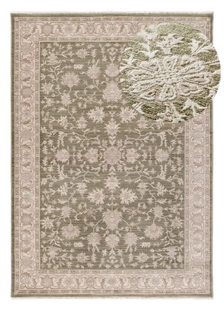Atticgo Alfombra con flecos vintage oriental verde/beige 120x160 cm