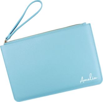 eBuy GB Personalised Bride Bridesmaid Clutch Bag, PU Leather, Bridal Party Gift, Maid of Honour Present, Bridesmaids Proposal Gifts, Wedding Accessory (Light 