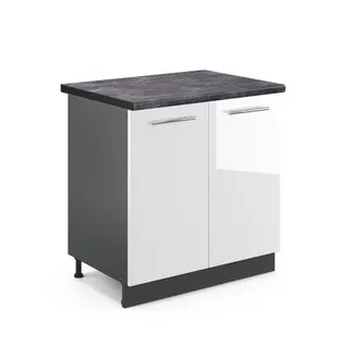 Vicco Armario Bajo Para Fregadero Fame-line, Blanco Alto Brillo, 80 Cm, Et Antracita Vicco