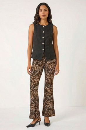 Roman Animal Print Flare Stretch Trouser