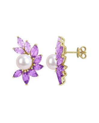 Rina Limor Gold-Plated Silver 6.74 ct. tw. Pearl & 8-9mm Pearl Earrings