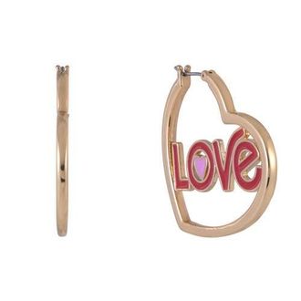 Hallmark Gold Tone Heart Shaped Hoop Earrings in Red at Nordstrom