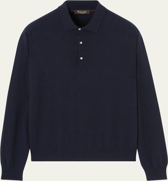 Loro Piana Mens Baby Cashmere Metal-Button Polo Sweater
