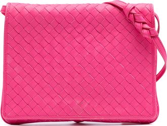 Bottega Veneta Pre-owned Womens Nappa Intrecciato Flap Crossbody - Dusty Pink Leather - One Size